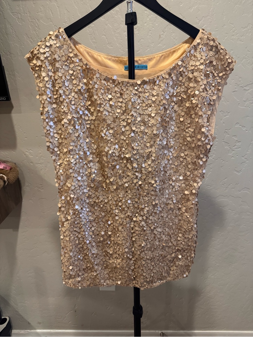 Alice + Olivia Sequin Camisole in Champagne